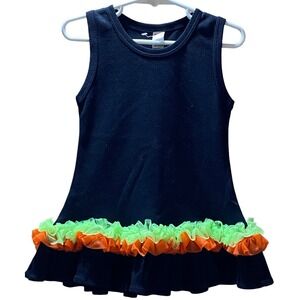 Monag Girls 18 Mos Cotton Boutique Black Colorful Tutu Trim Sleeveless Design
